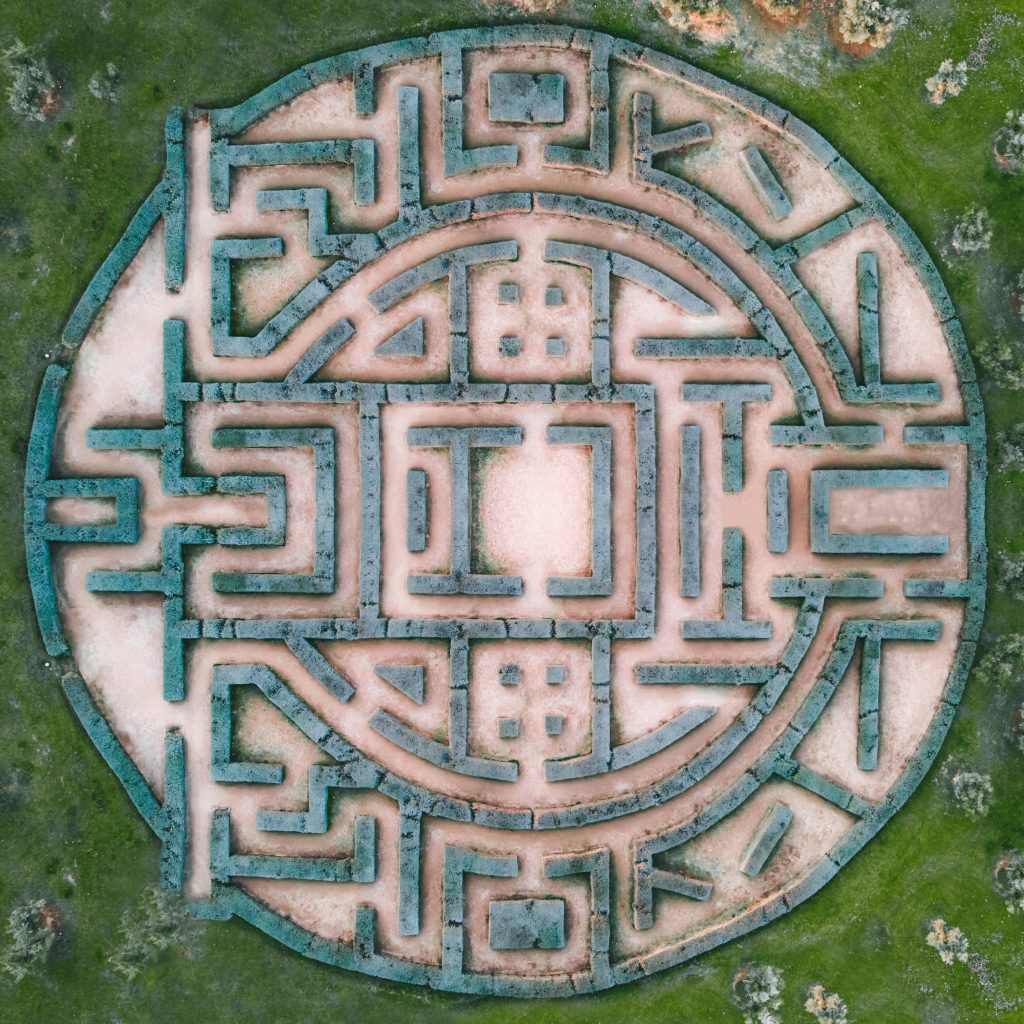 A circular maze representing various paths